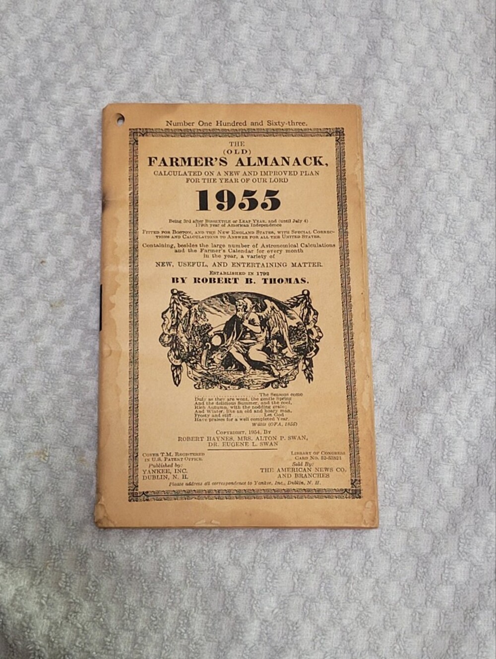 1955 Farmer's Almanack Vintage Home Accent